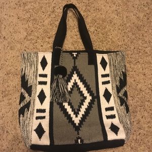 Large Black Aztec Tote